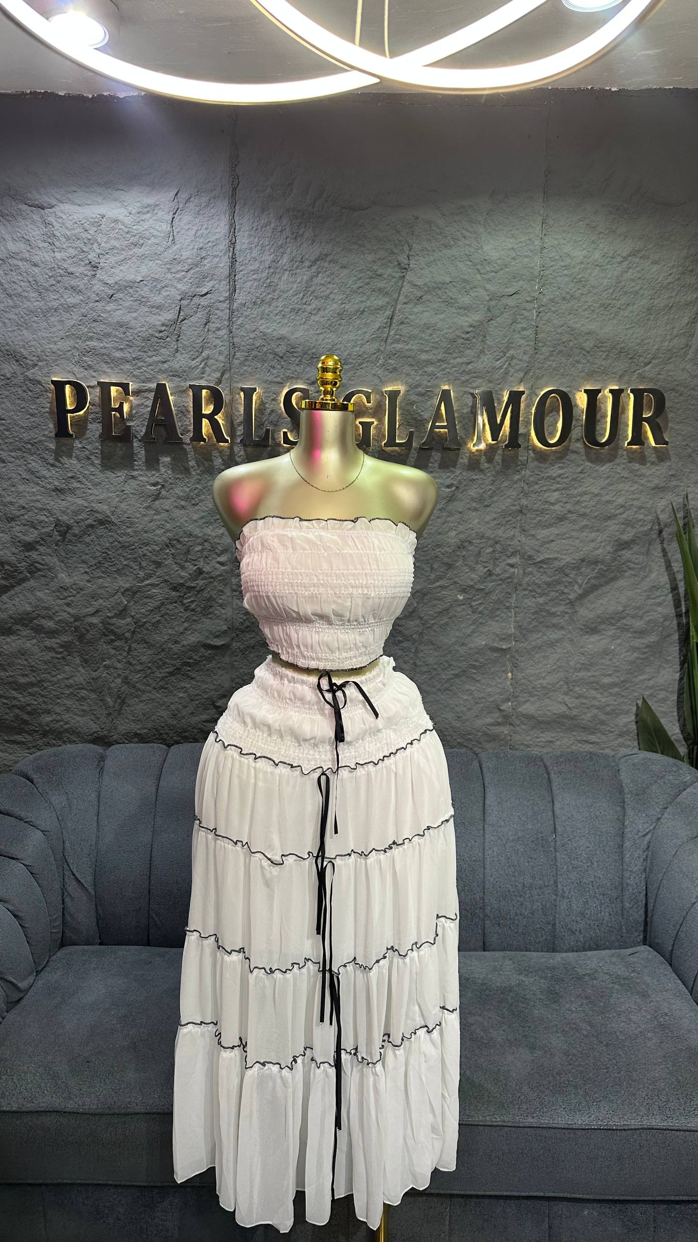 White and black tube dress 2p217