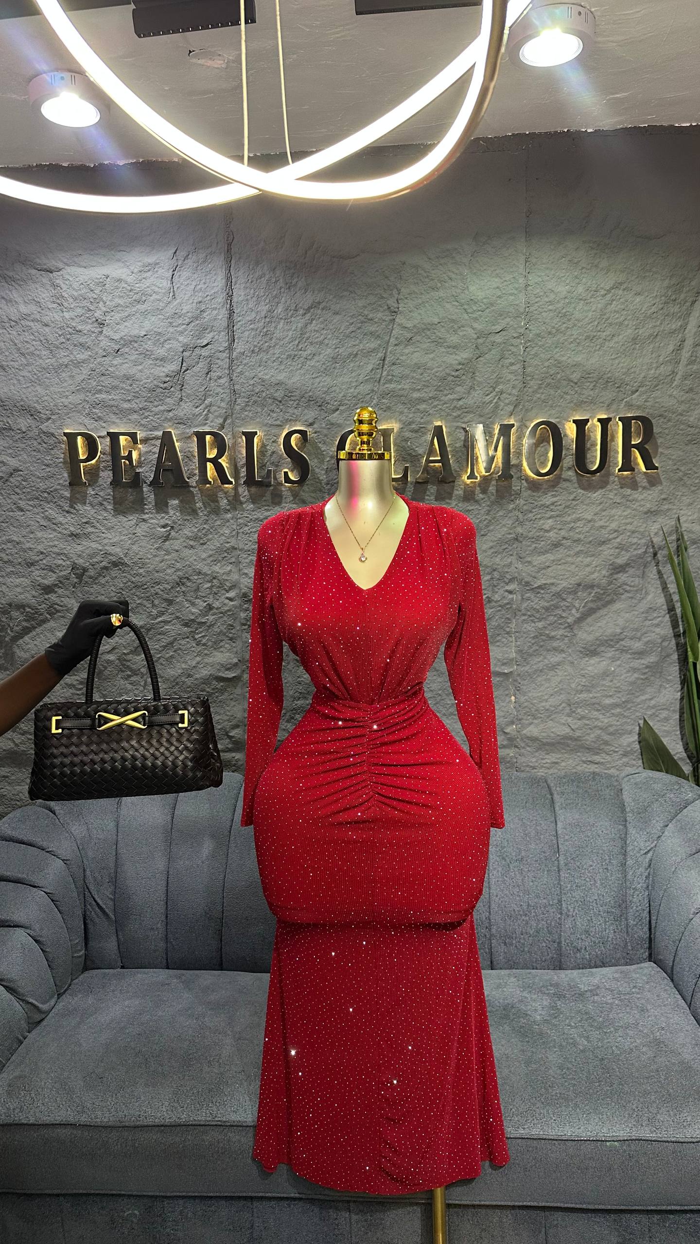Long poker silver dot dress D0814