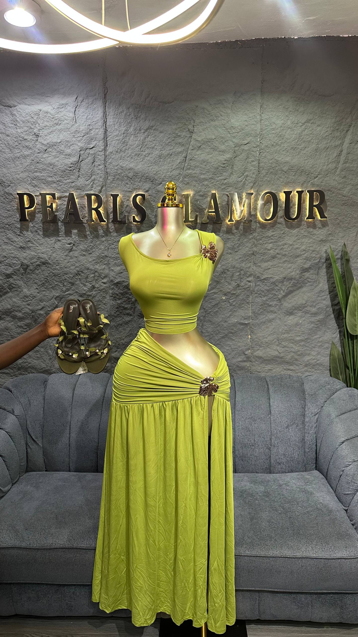 Green skirt and top 2P214
