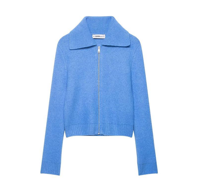 Blue sweat zipper top T0975