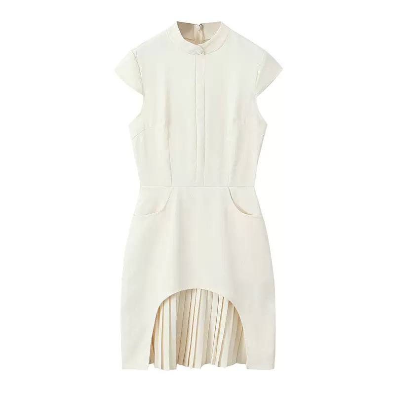 Beige corporate dress D0772