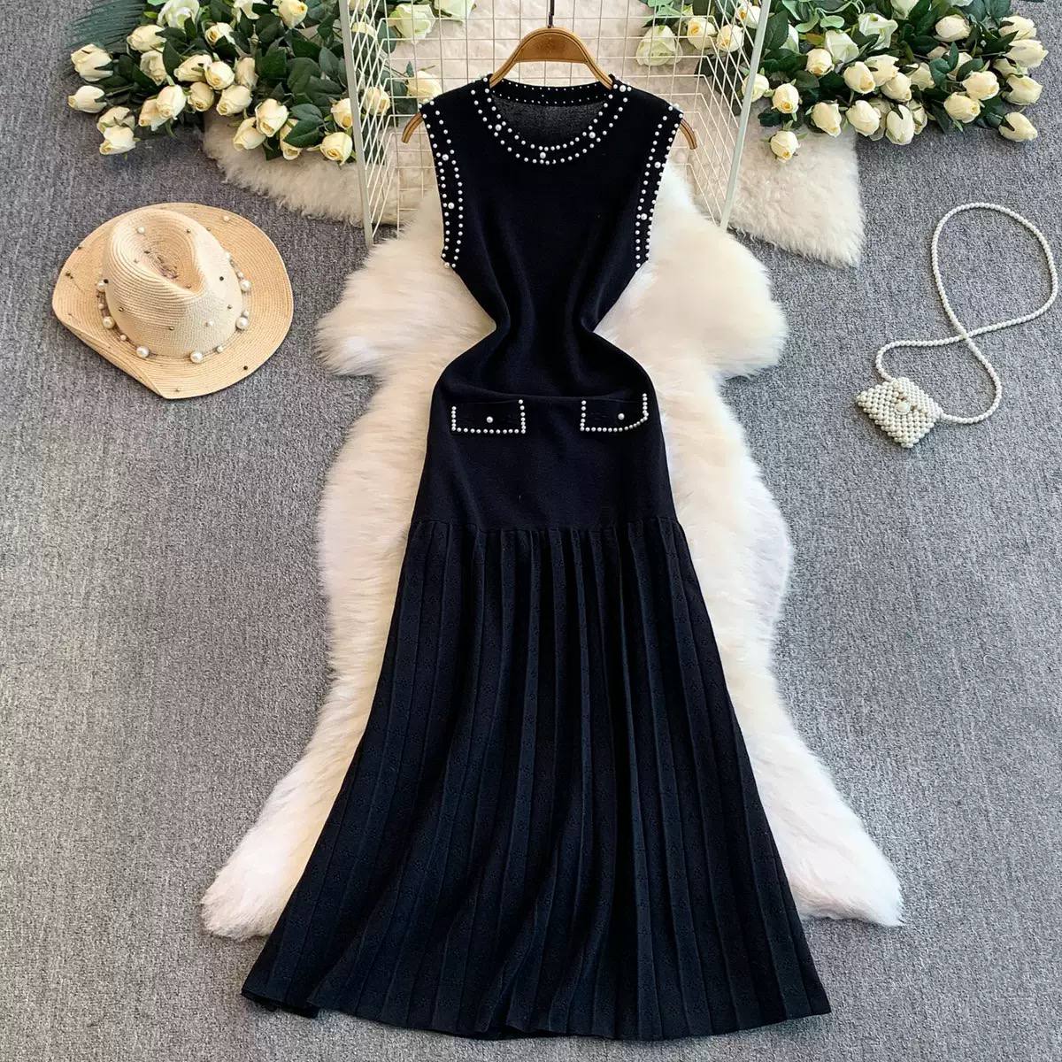 Elegant pearl dress D0761