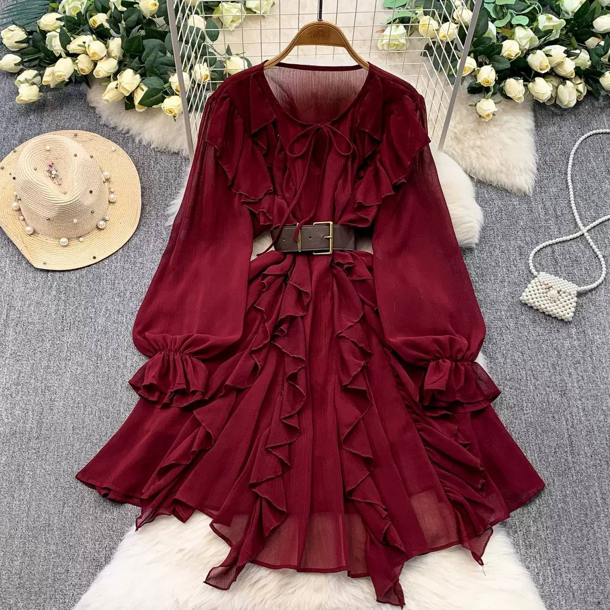 Fairycore ruffle dress D0815