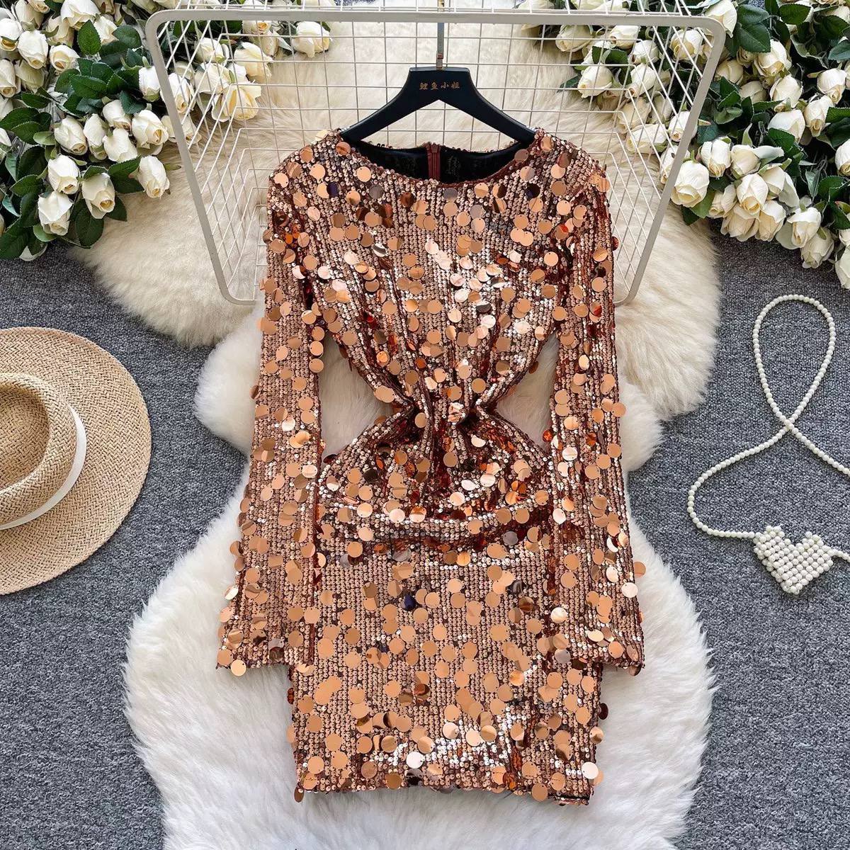 Light luxury sequil dress D0849