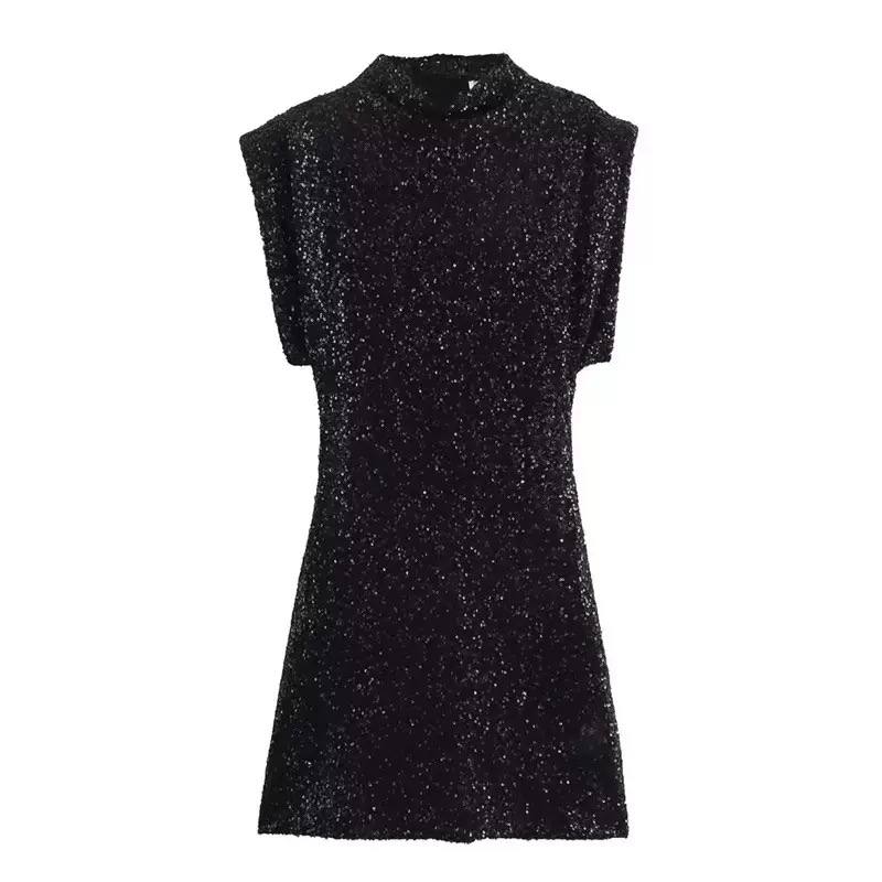 Shinny black dress D0783