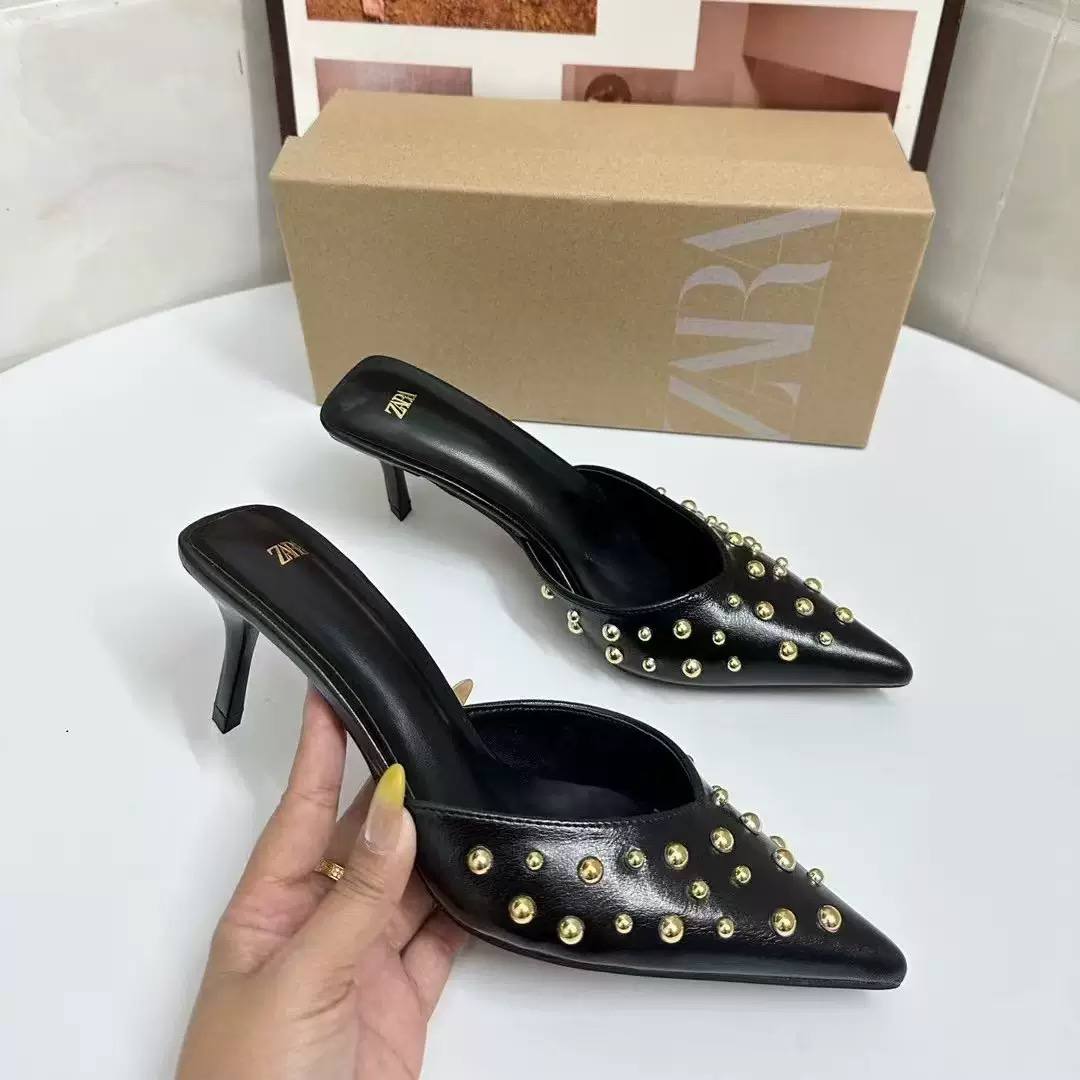 Gold studed Heels H0472