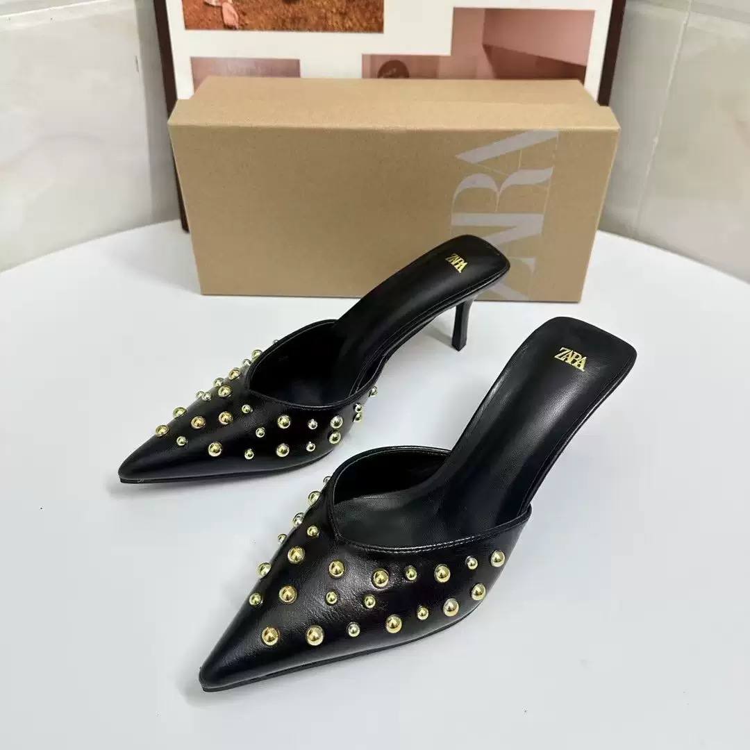 Gold studed Heels H0472