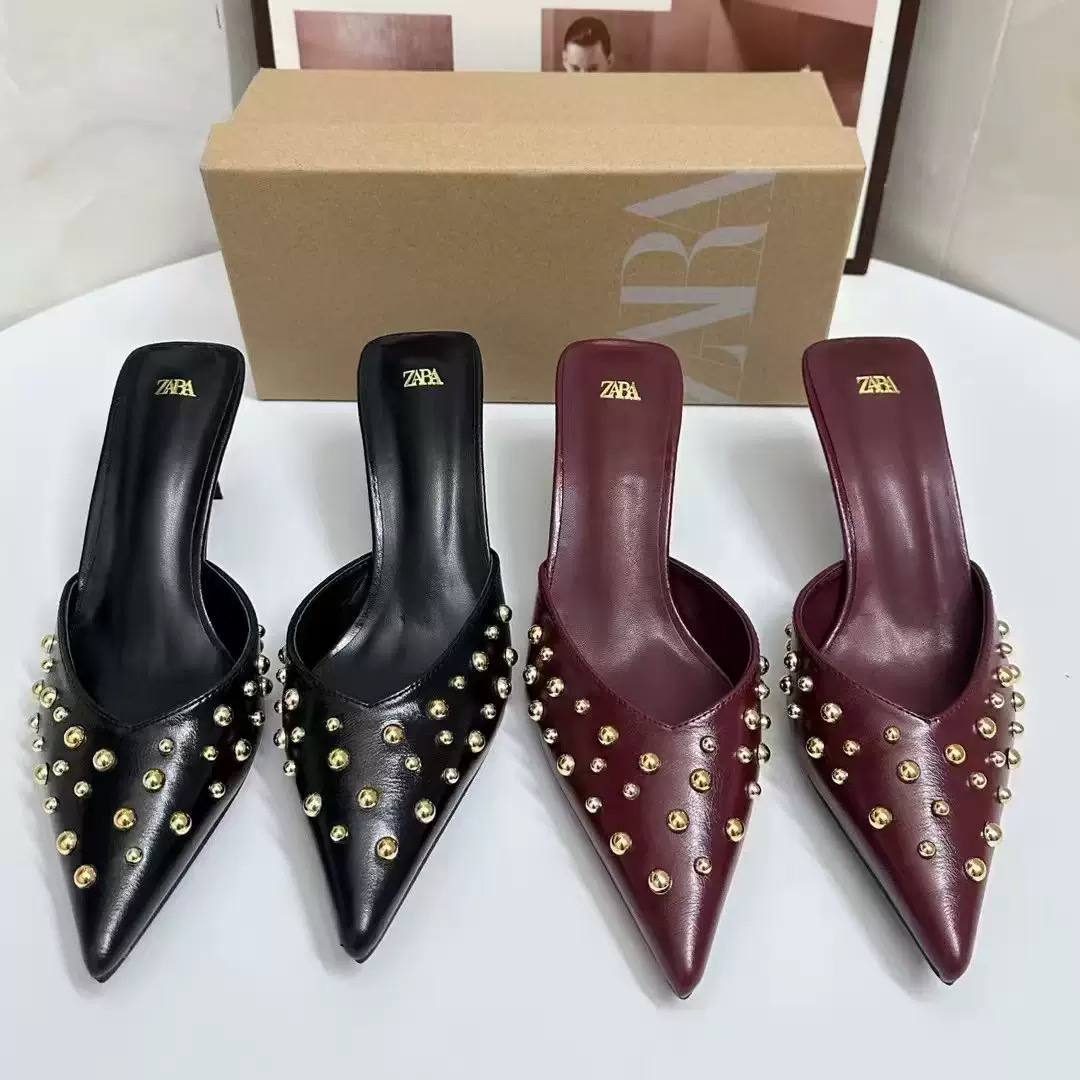 Gold studed Heels H0472