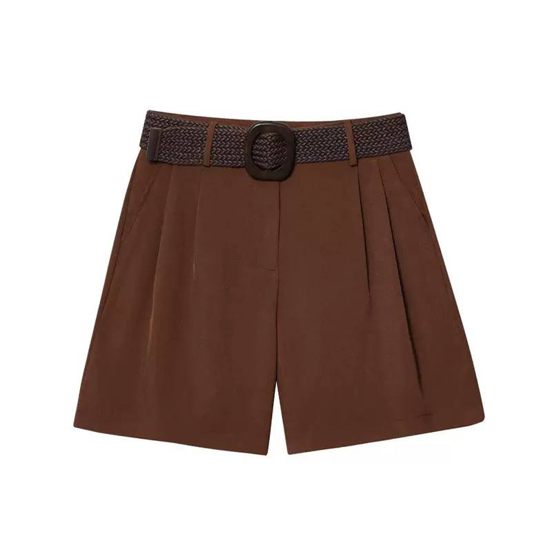 Tailored short with belt P026