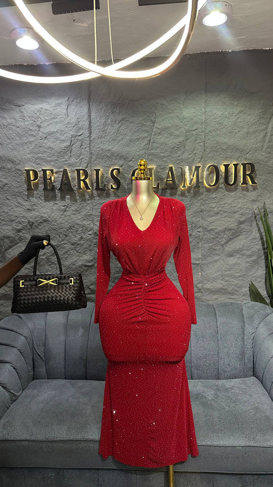 Long poker silver dot dress D0814