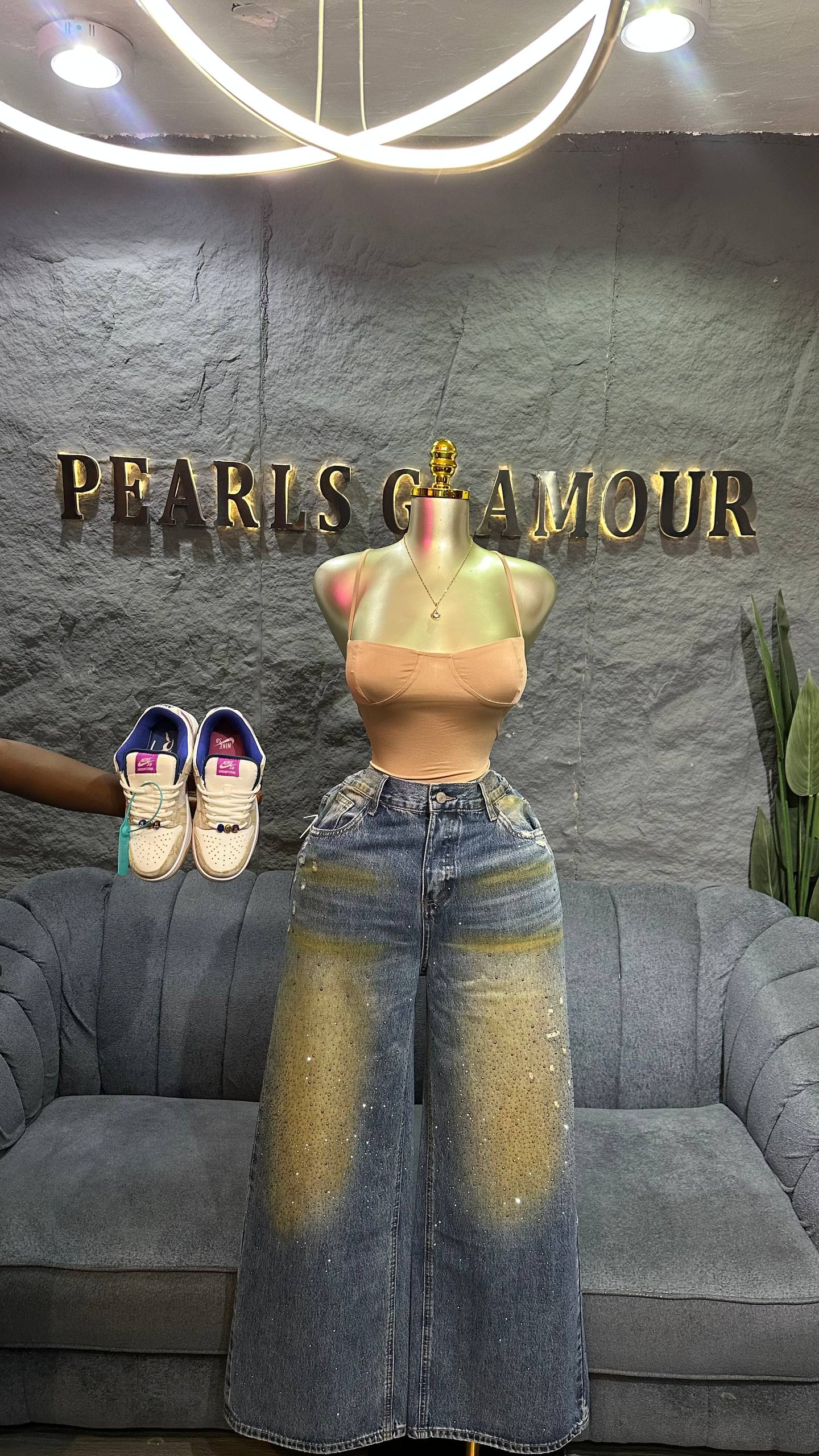 Shinning jean trouser J0209