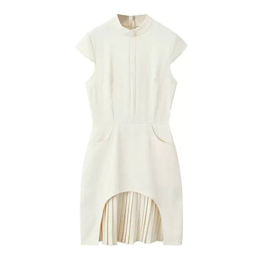 Beige corporate dress D0772