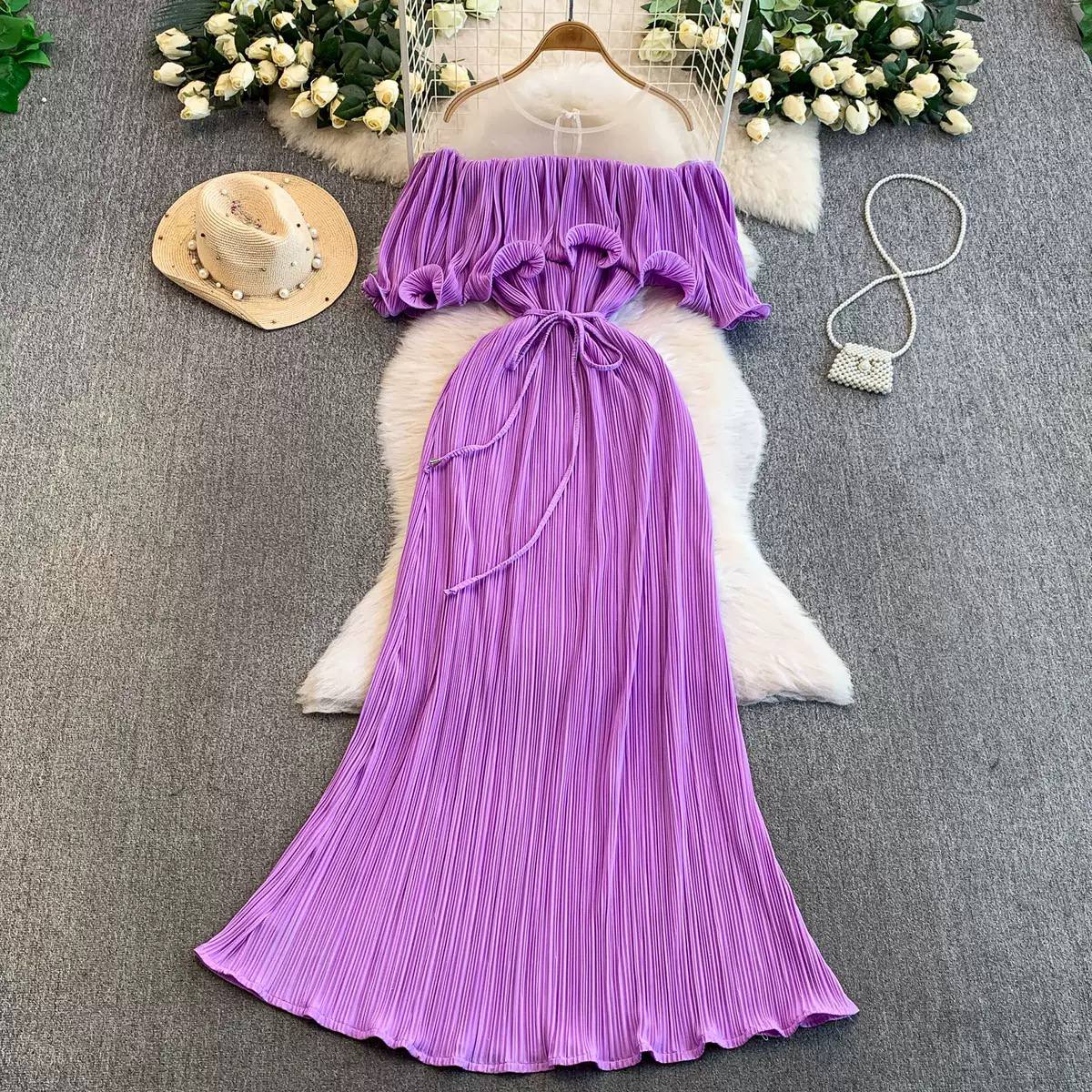 Opulent charm pleated dress D0760