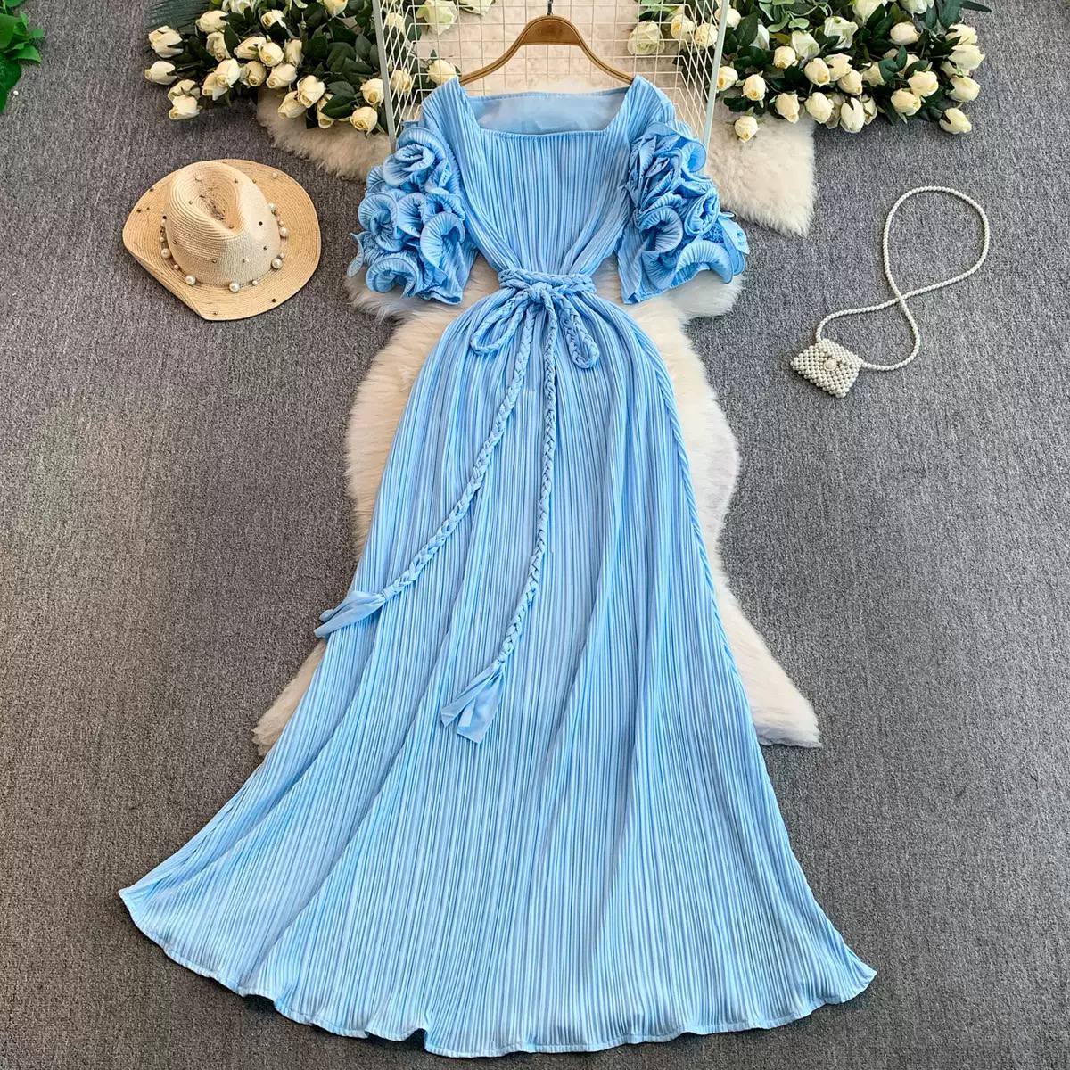 Maxi pleated dress D0810