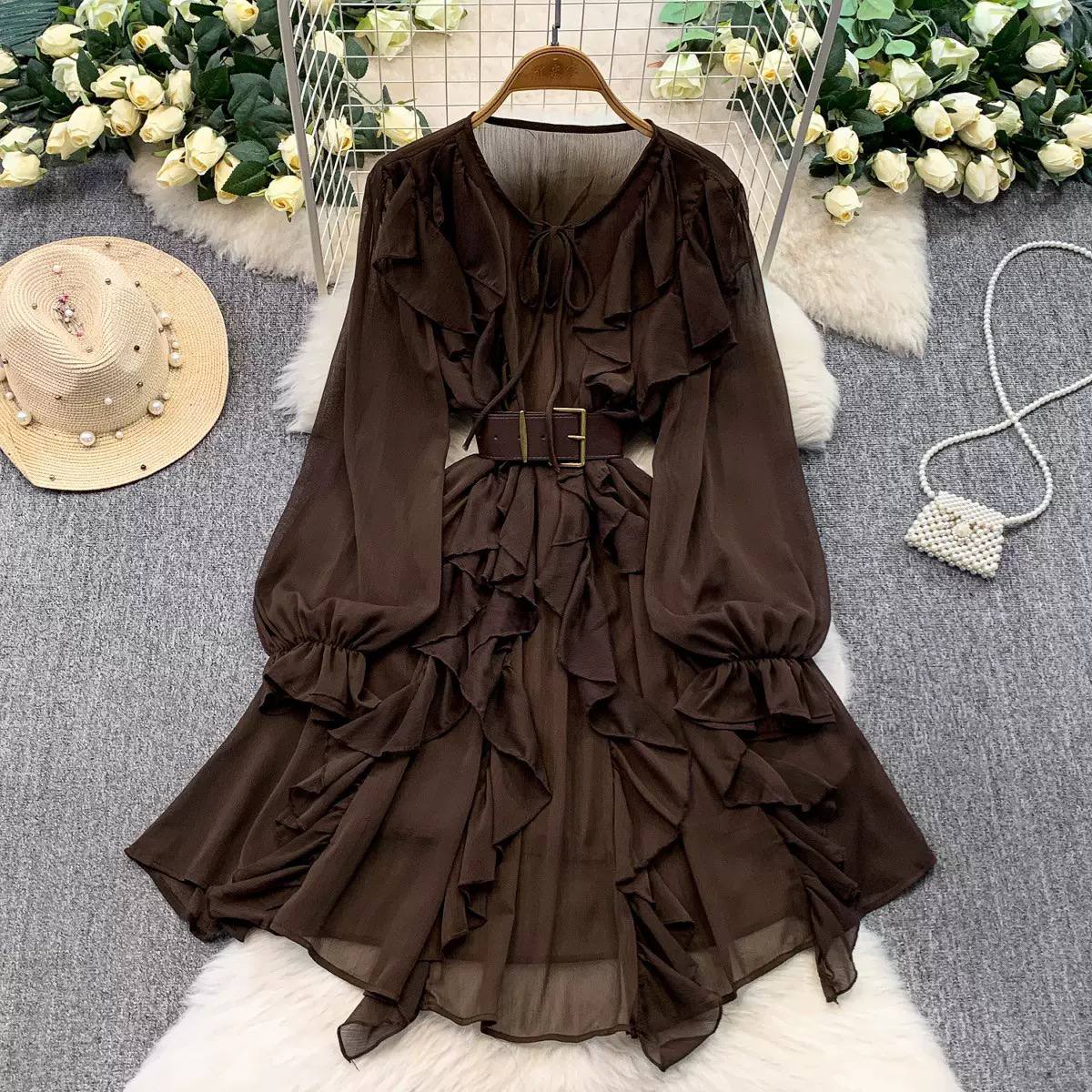 Fairycore ruffle dress D0815