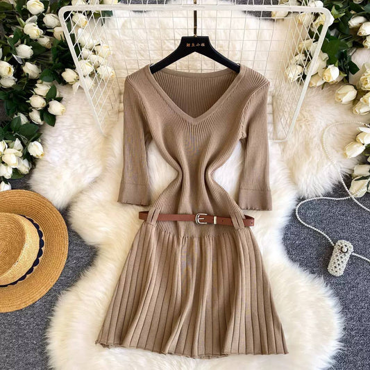 Caramel stretchy dress D0863