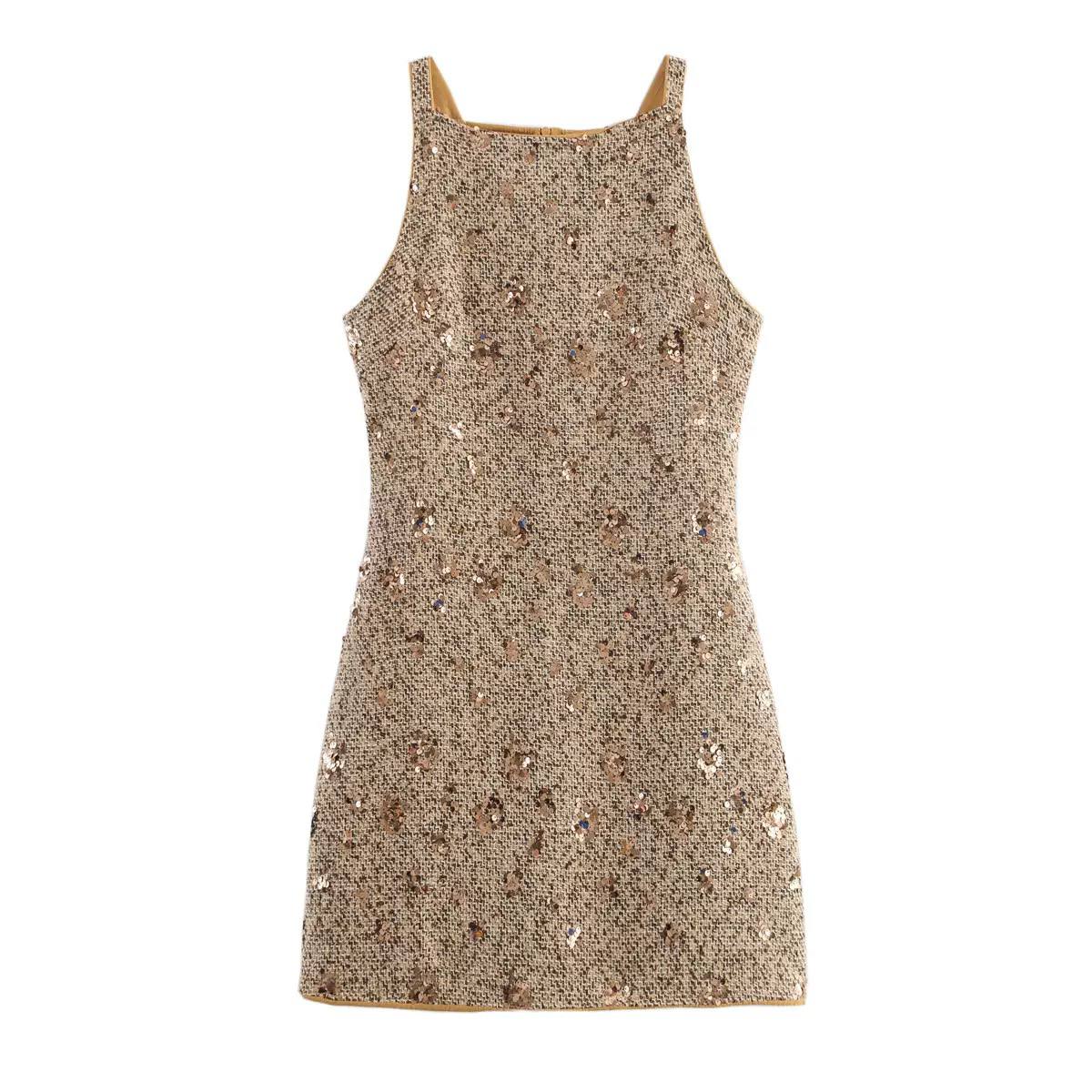 Gold twead dress D0801