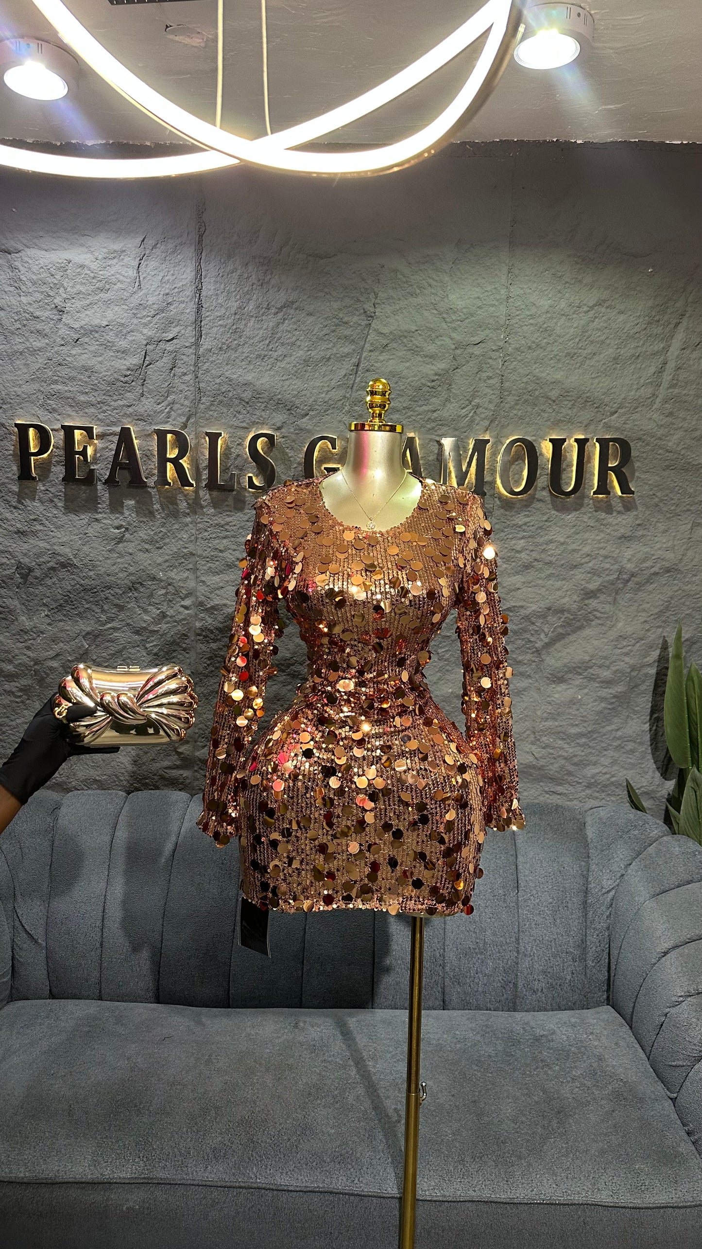 Light luxury sequil dress D0849