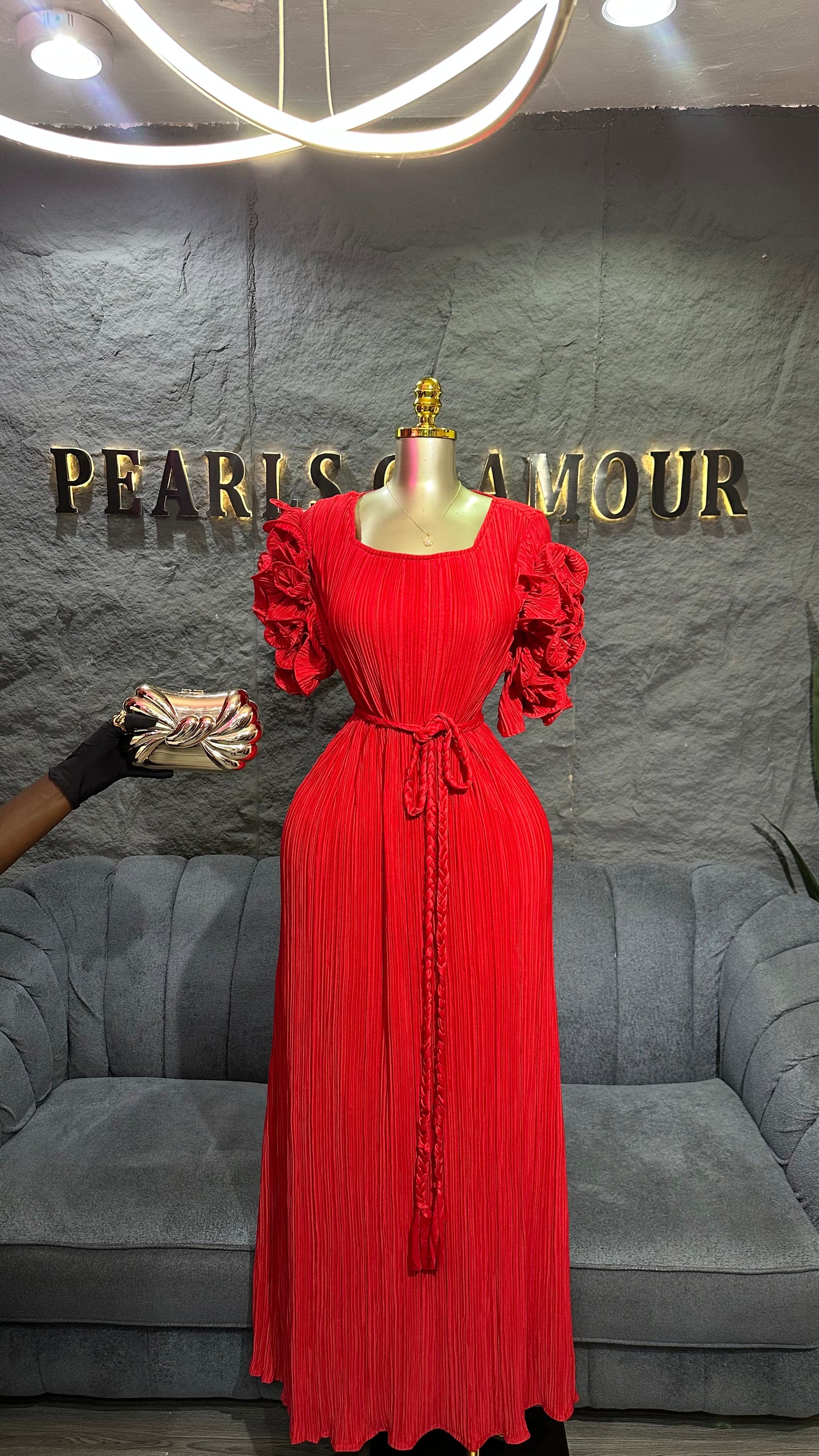 Maxi pleated dress D0810