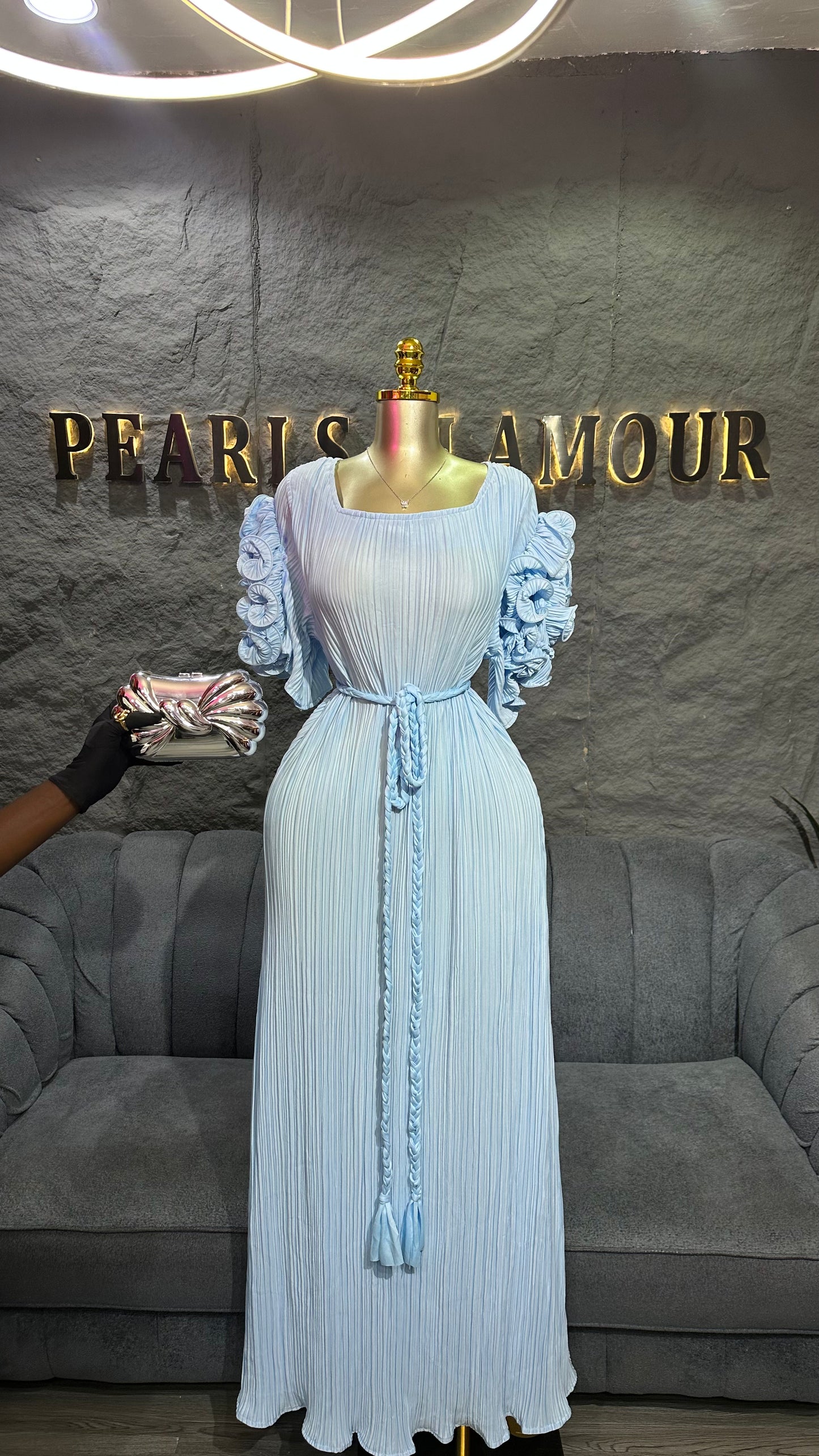 Maxi pleated dress D0810