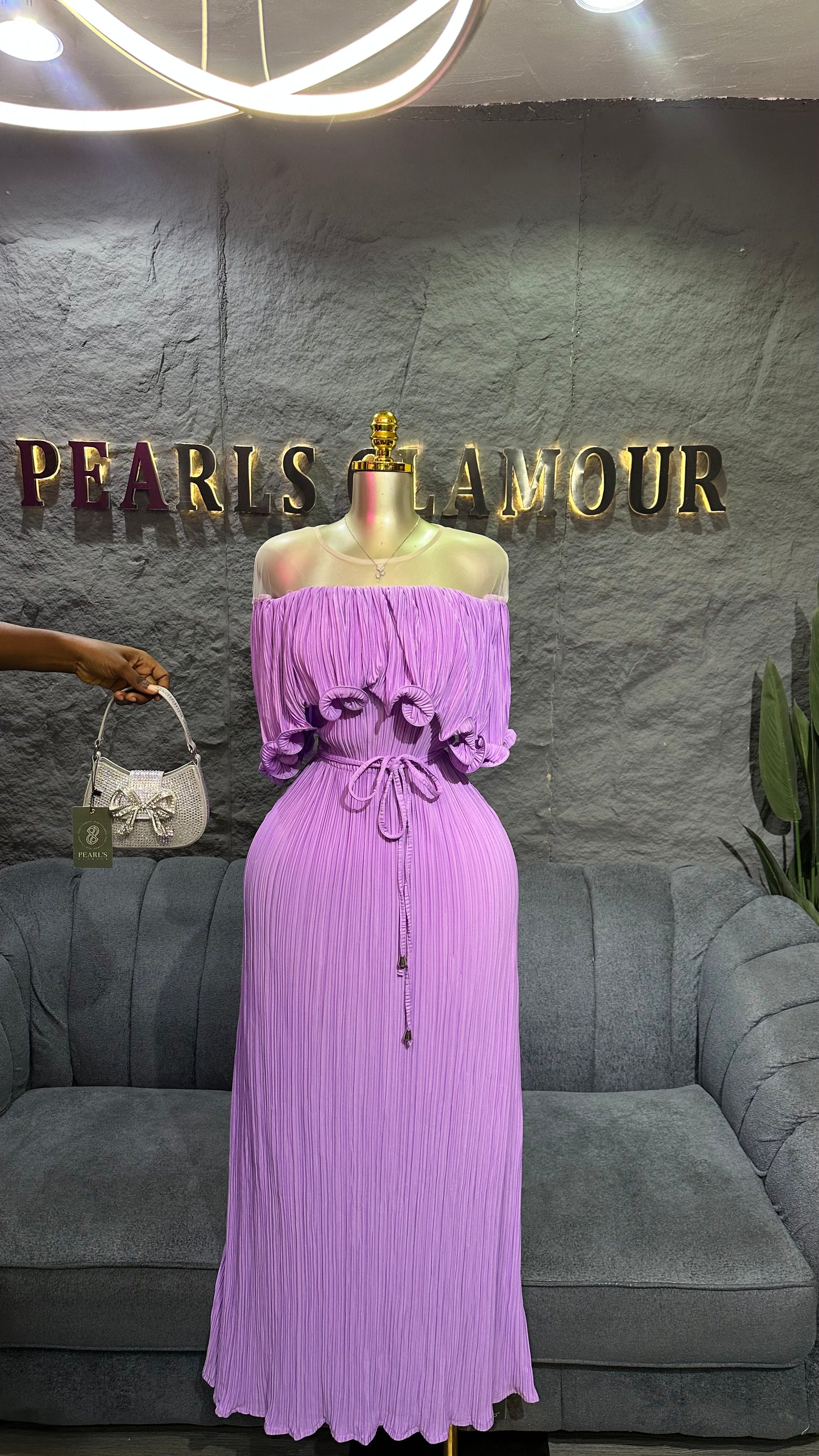 Opulent charm pleated dress D0760