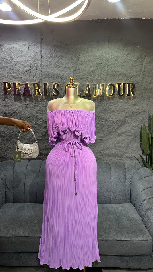 Opulent charm pleated dress D0760