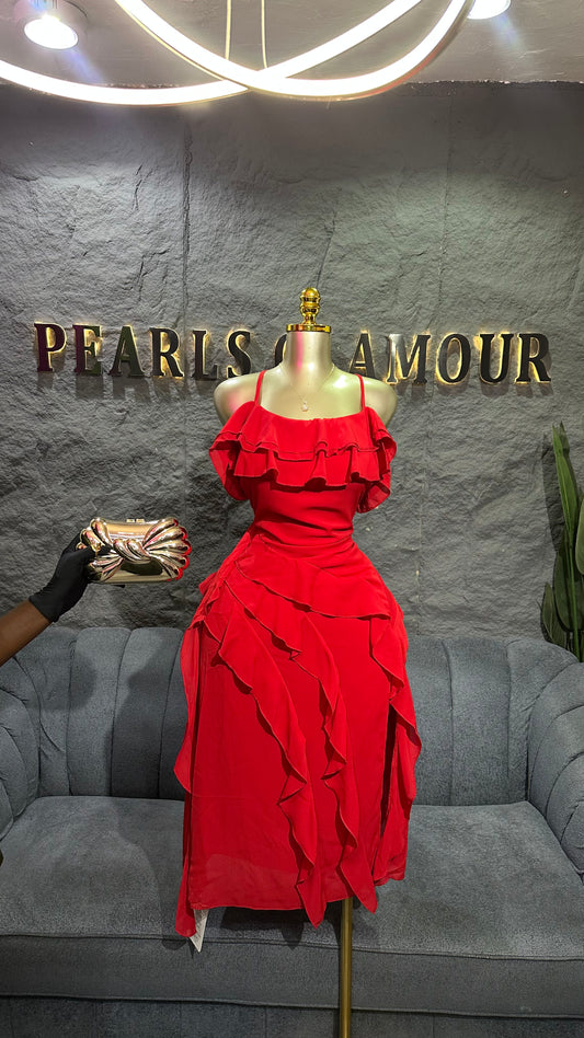 Hot red dress D0857