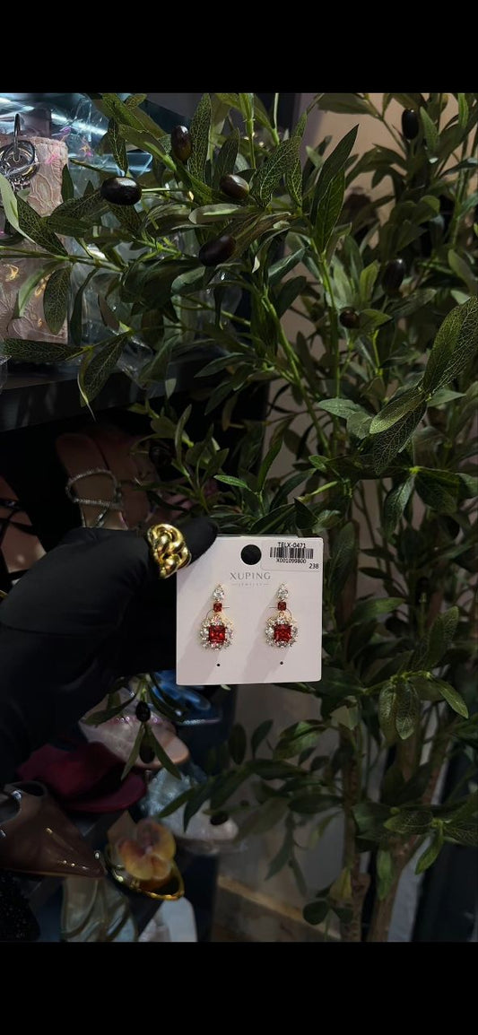 Red silver earring jw0209