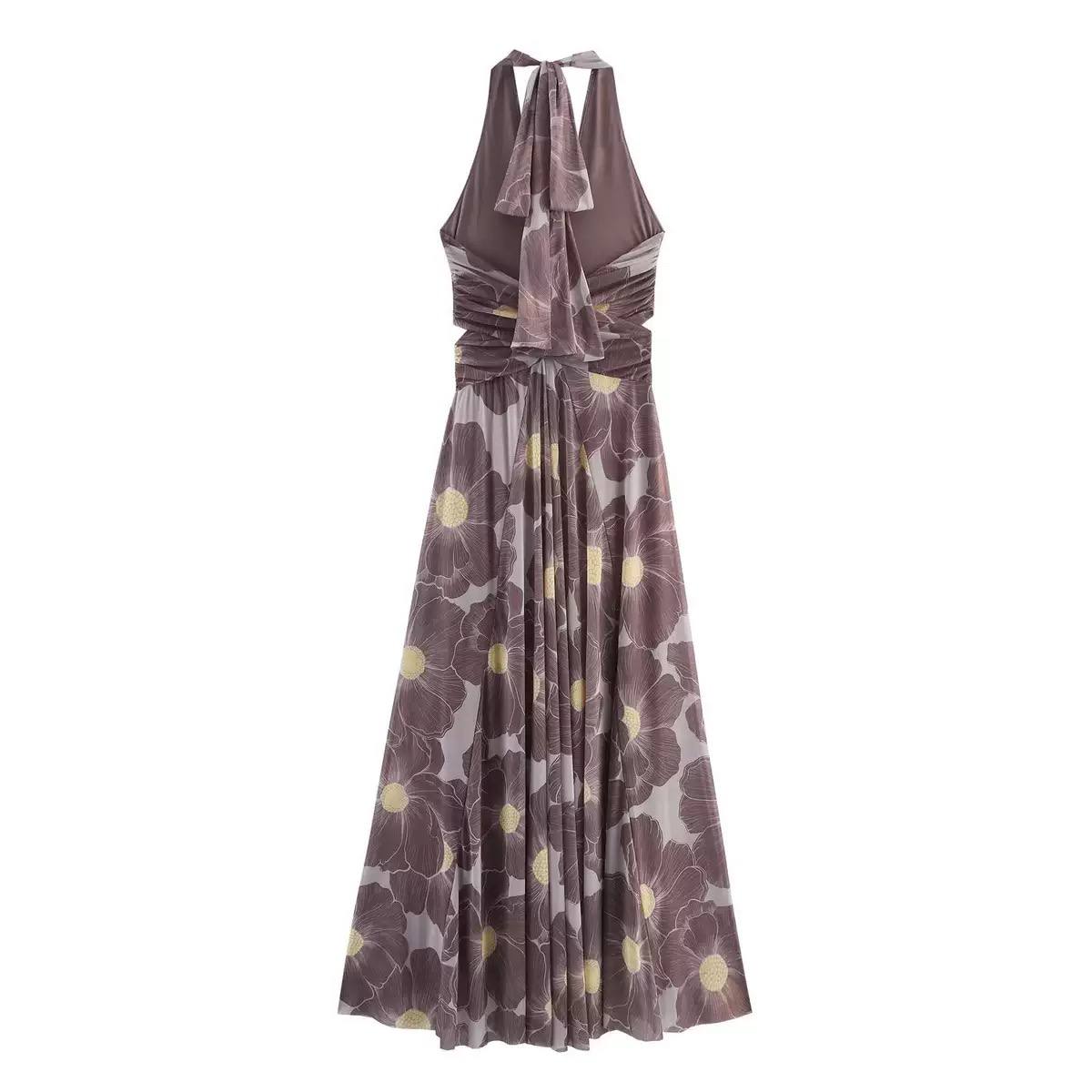 Brown floral dress d0874