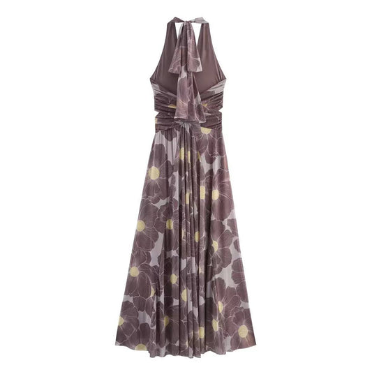 Brown floral dress d0874