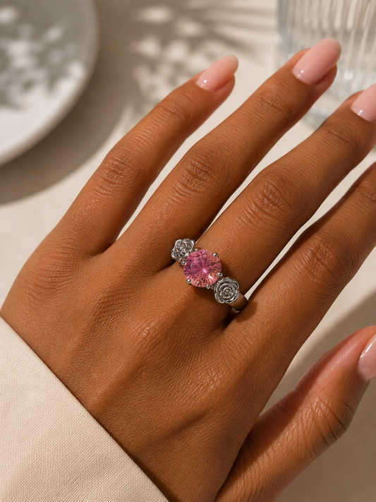 Pink petal ring R007