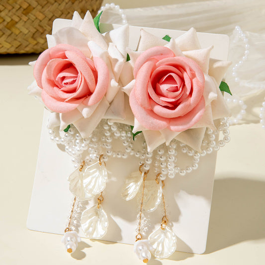 White pearl earrings